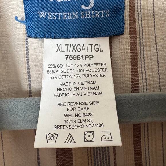 Wrangler Vintage Pearl Snap Striped Western Shirt Size XL - Picture 4 of 6